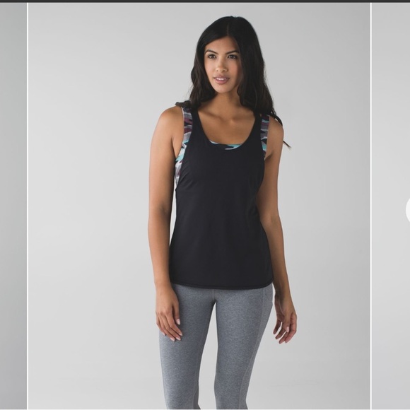 lululemon athletica Tops - Lululemon All Sport Support Tank
Black / Mini Coast Camo Multi Size 4